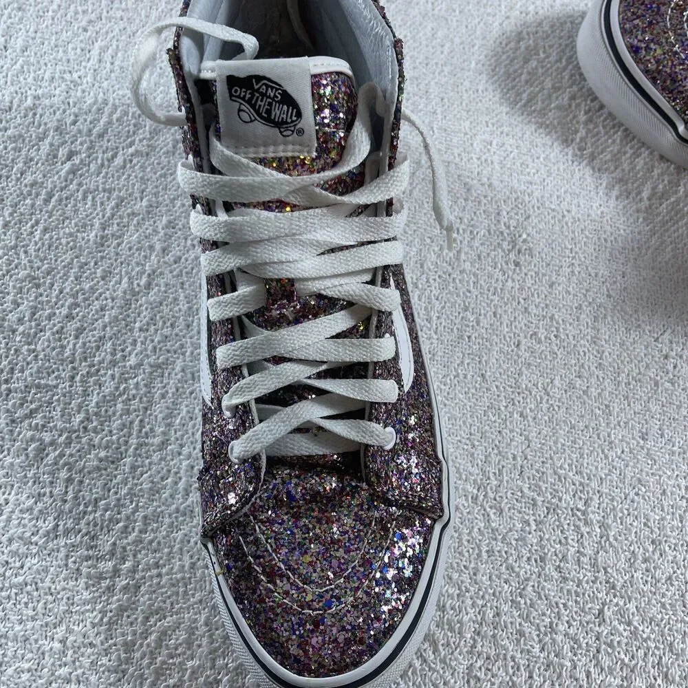Vans Off Wall TheSK8-HI Slim Zip Sneaker TrueGlitter Women 10.5 Men 9 Unisex EUC - Picture 5 of 13